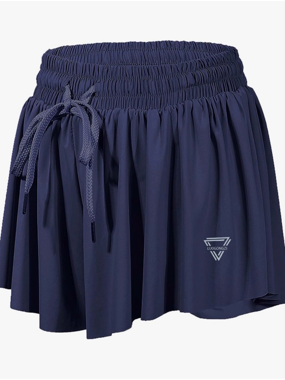 Navy Active Skort with Smocked Waist